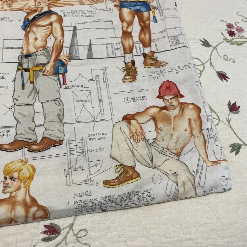 The Construction Worker fabric pillow case Pin up Alexander Henry standard